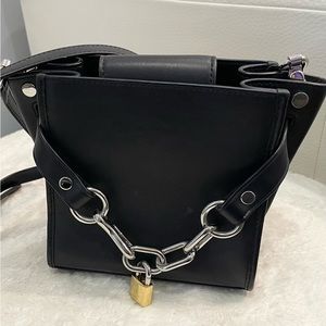 Alexander Wang mini Attica chain lock black leather crossbody bag